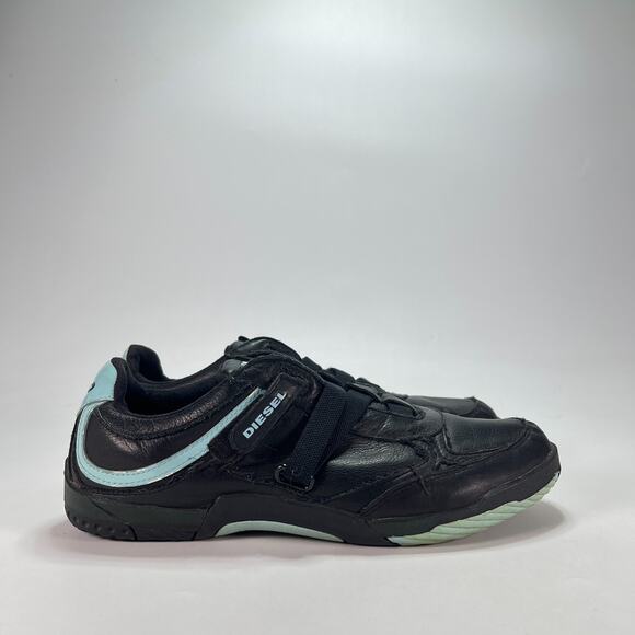 Diesel Shoes - Diesel Active W Black Light Blue Leather Athletic Driving Shoes Women's Size 11